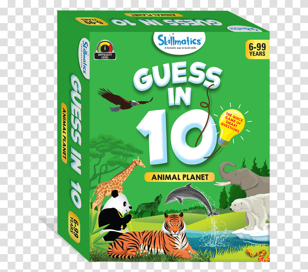 Skillmatics Educational Game Guess In 10 Animal Planet Guess In 10 Dinosaurs Skillmatics, Tiger, Mammal, Giraffe, Dvd Transparent Png