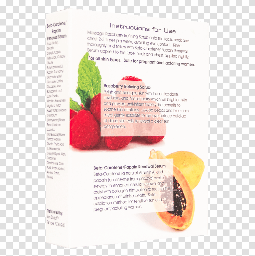 Skin Script Rx Refine Amp Renew Kit Back Flyer, Plant, Raspberry, Fruit Transparent Png