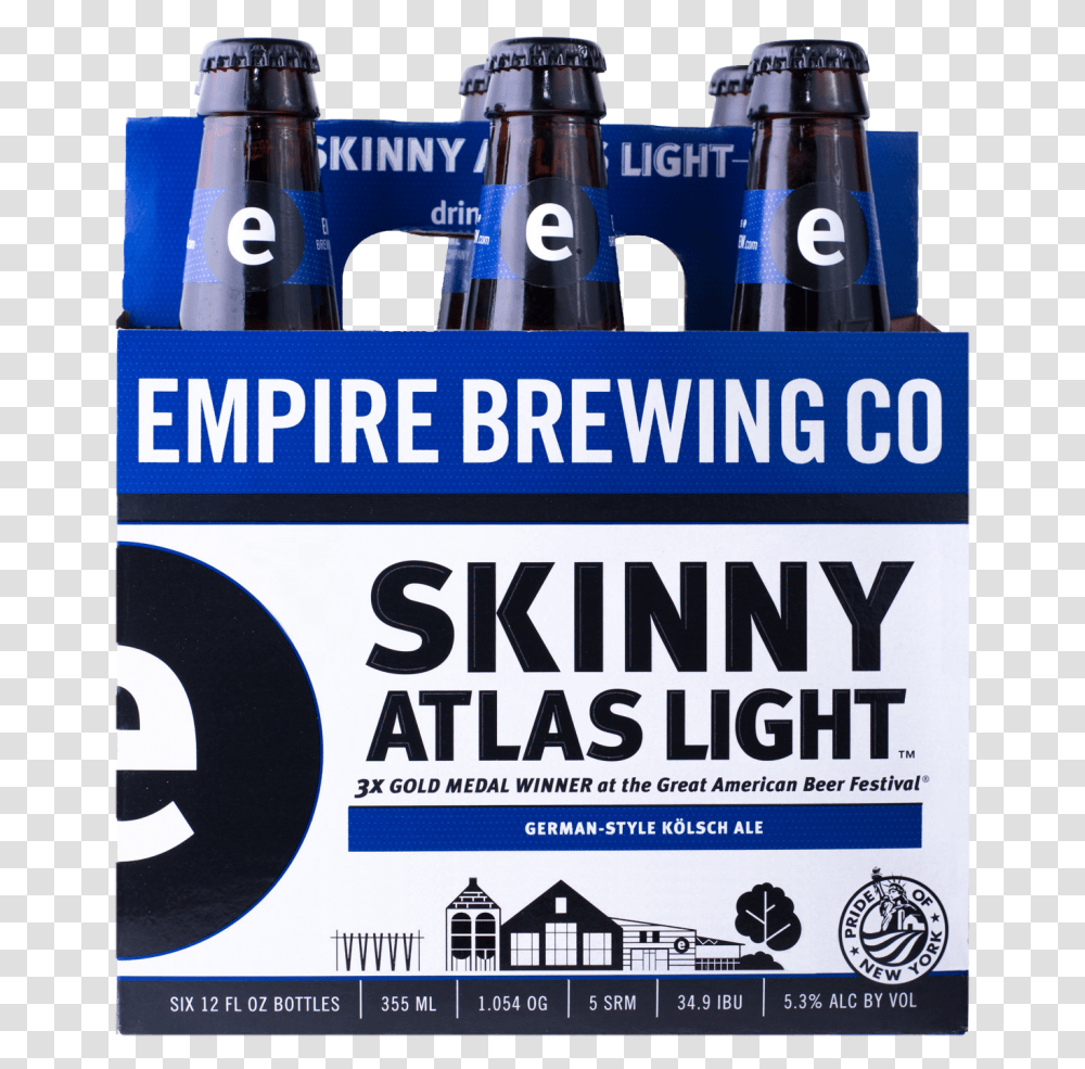Skinny 6pack Empire Skinny Atlas Light, Beer, Alcohol, Beverage, Drink Transparent Png