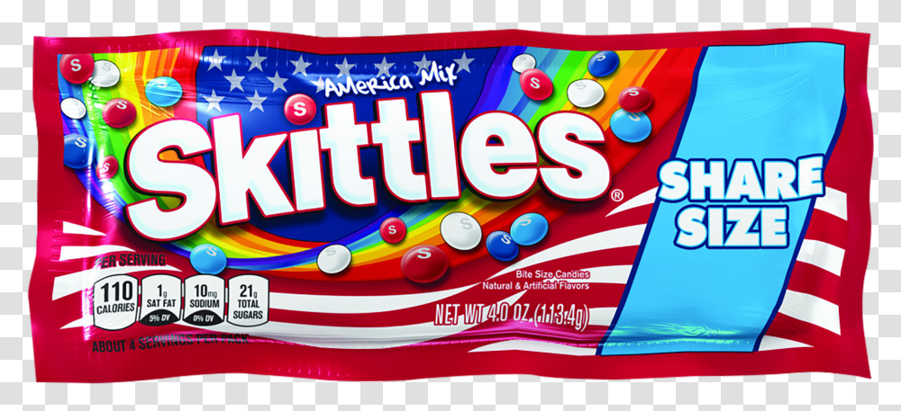 Skittles America Mix Red White & Blue Patriotic Candy 4 Ounce Sharing Size Bag Skittles Share Size, Food Transparent Png