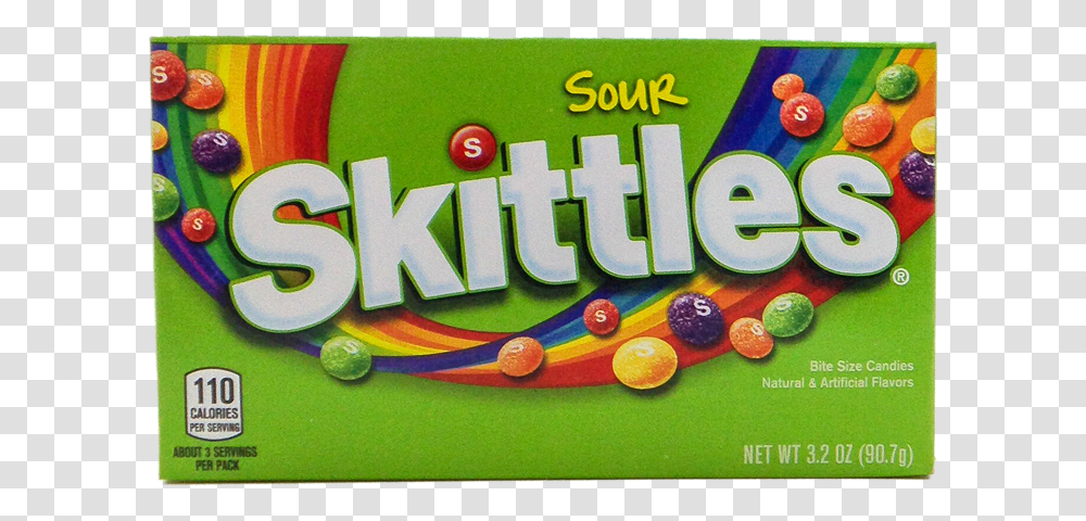 Skittles Sour Theater Box Sour Skittles Back Of Box, Food, Meal, Candy, Game Transparent Png