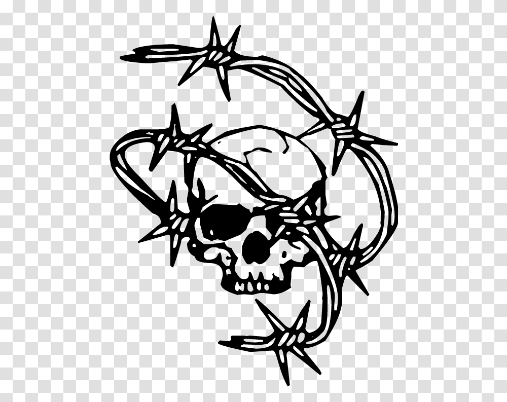 Skull And Barbed Wire Clipart Skull And Barbed Wire, Gray Transparent Png