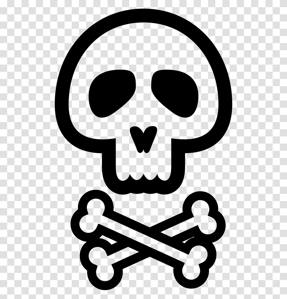 Skull And Bones Outline Poison Symbol, Stencil, Label, Emblem Transparent Png