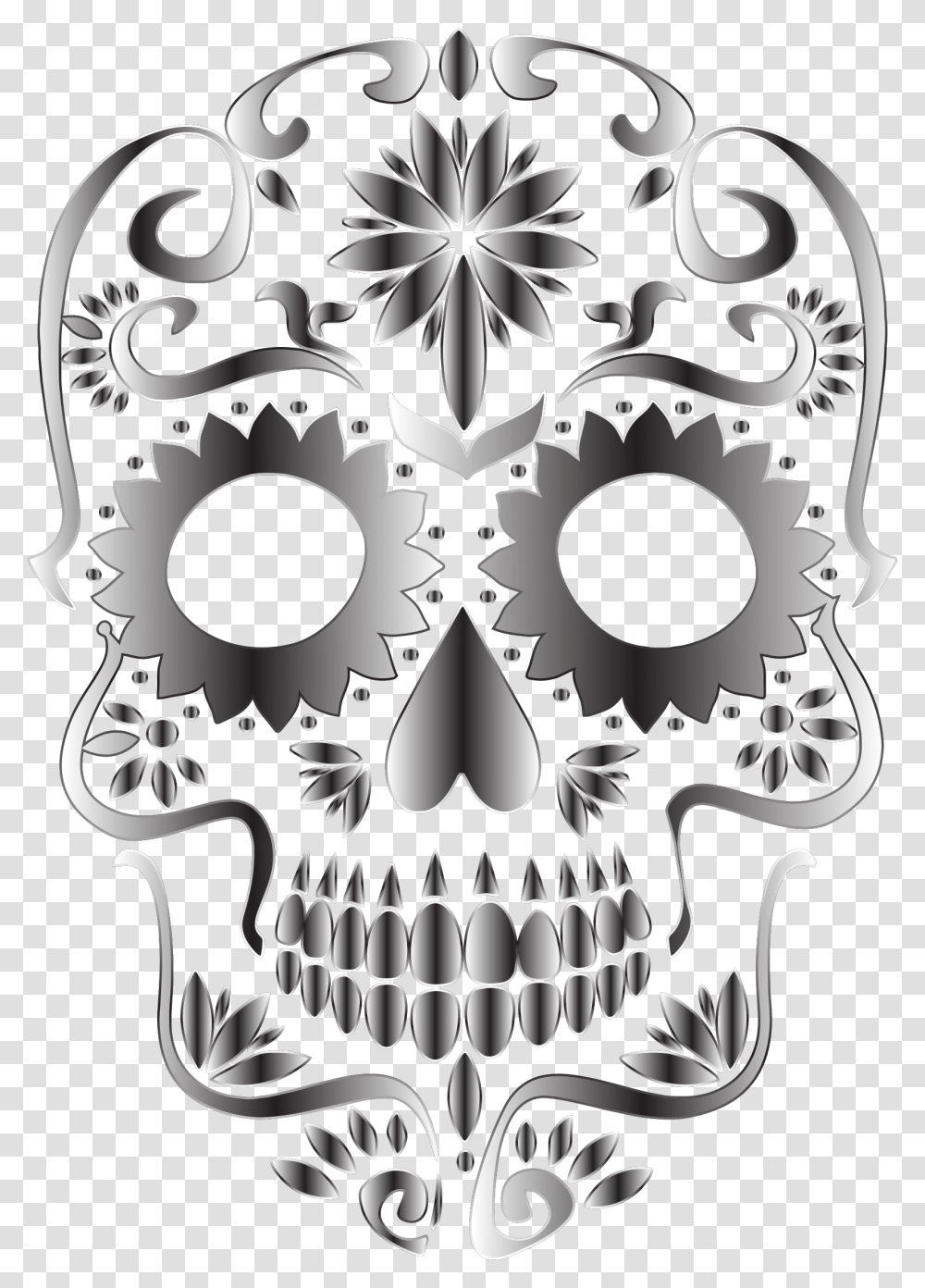 Skull And Crossbones Background Sugar Skull Clipart, Pattern, Ornament, Machine, Fractal Transparent Png