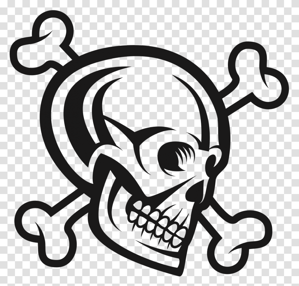 Skull And Crossbones Clipart One Piece Jolly Roger, Stencil Transparent Png