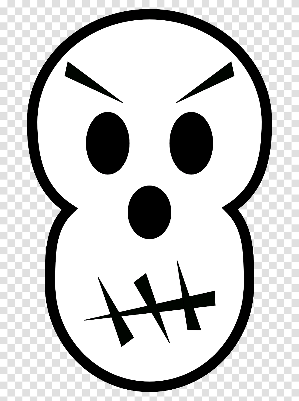 Skull And Crossbones Clipart Vector Clip Art Online Black And White Halloween Clip Art, Stencil, Emblem, Weapon Transparent Png