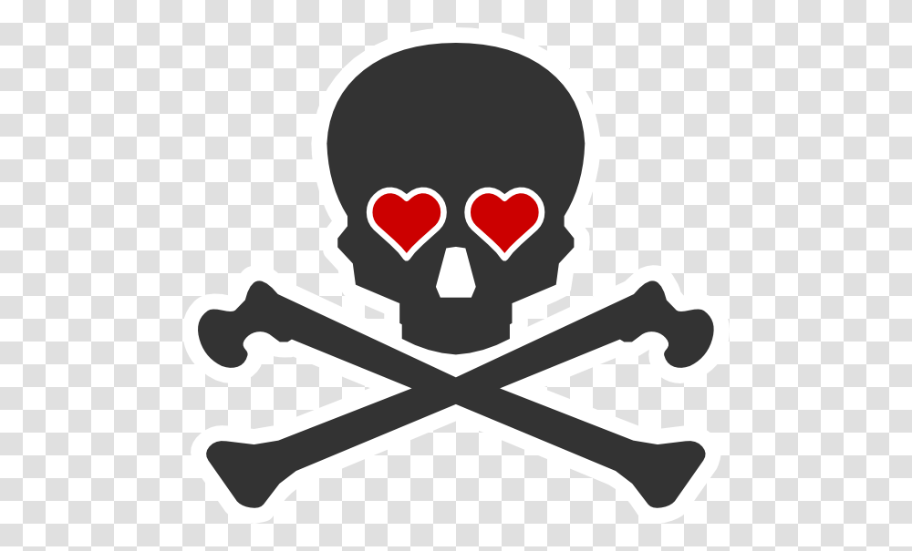 Skull And Crossbones Heart, Stencil, Hammer, Tool Transparent Png