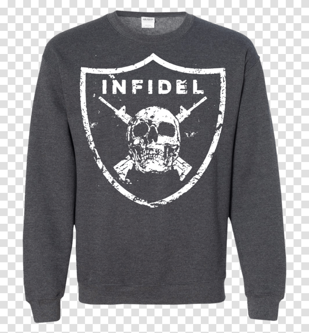 Skull And Crossed Rifles On Shield Ls Shirthoodiesweatshirt Grunt Style Infidel Shirt, Apparel, Sleeve, Long Sleeve Transparent Png