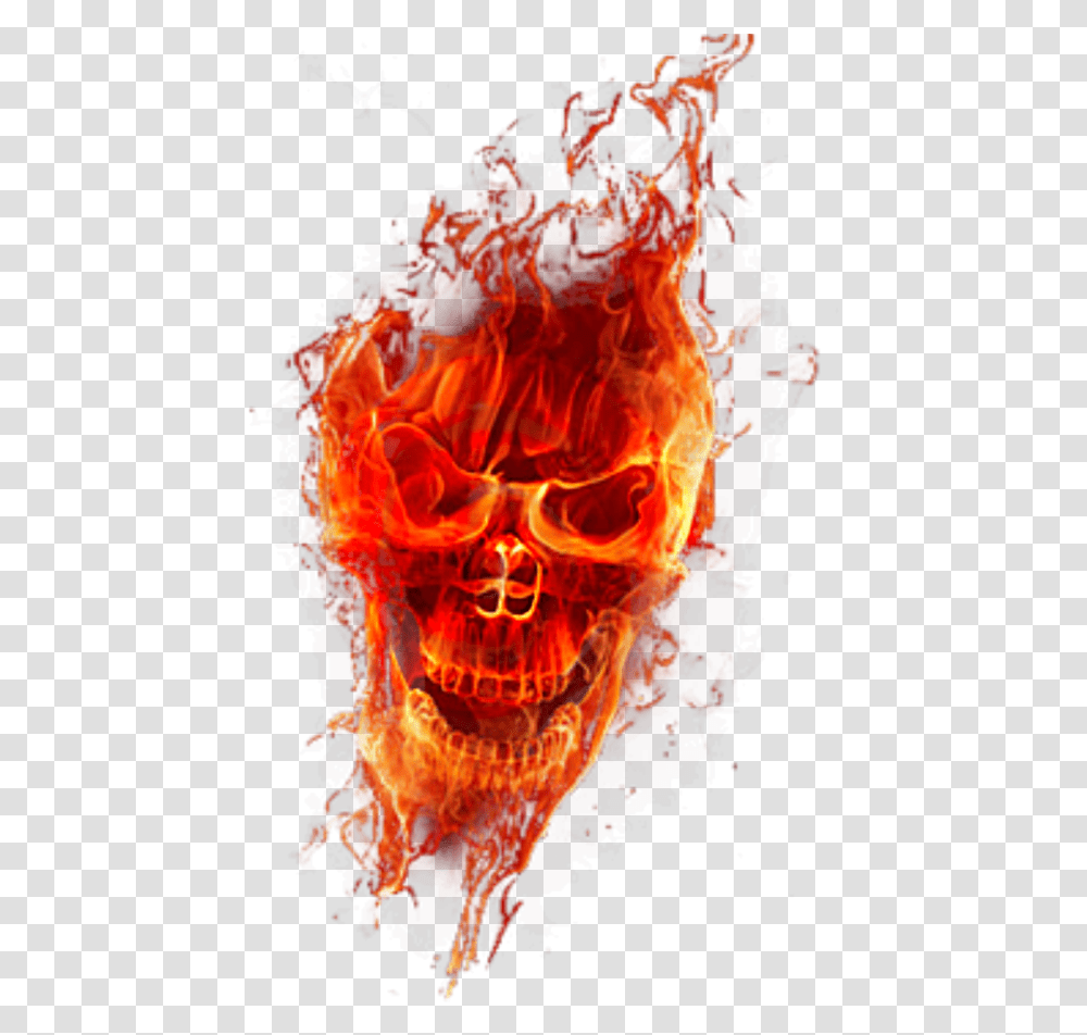 Skull And Flame Skull Flame, Fire, Bonfire, Light Transparent Png