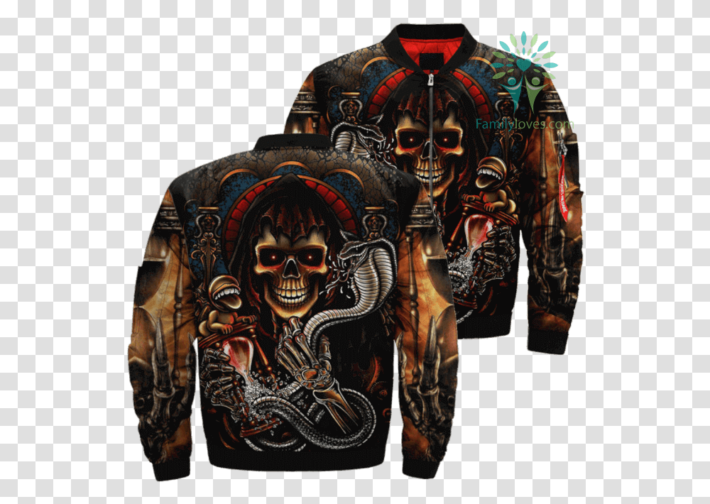 Skull And Poisonous Snake Over Print Jacket Tag Familyloves Jesus Jacket, Architecture, Building, Person Transparent Png