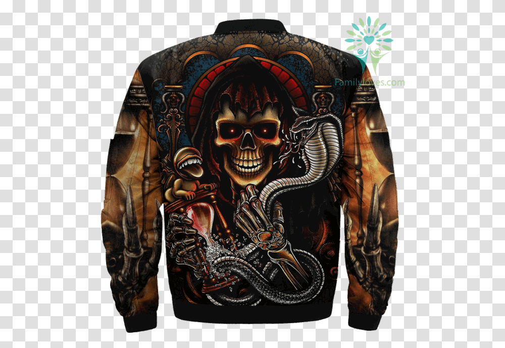 Skull And Poisonous Snake Over Print Jacket Tag Familyloves Skull Art, Architecture, Building, Person, Human Transparent Png