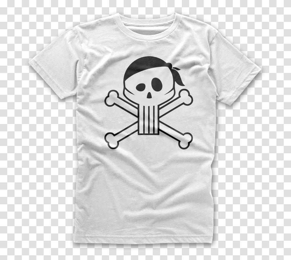 Skull Bandana Wht Cartoon, Apparel, T-Shirt, Sleeve Transparent Png