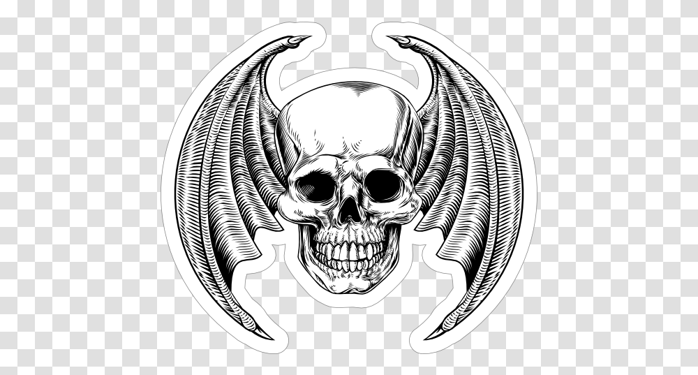 Skull Bat Wing Sticker Dragon Wings, Emblem, Symbol, Art Transparent Png