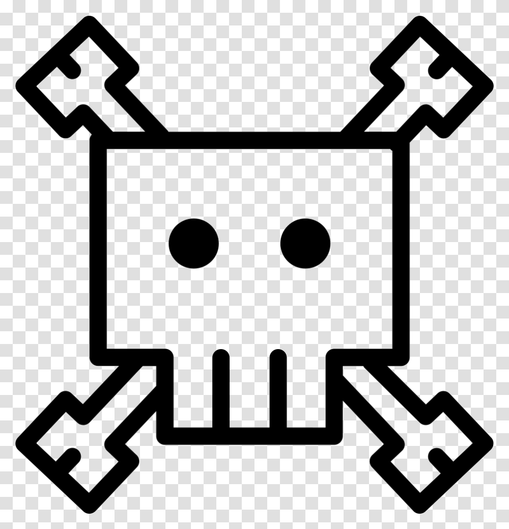 Skull Cartoon Variant Outline Icon Free Download, Stencil, Emblem, Game Transparent Png