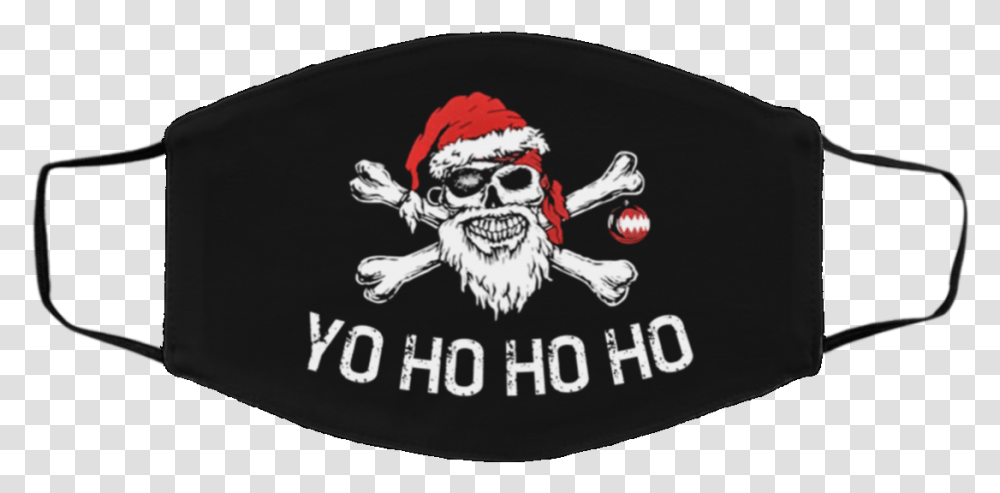 Skull Christmas Face Mask Flashship In The Usa Christmas Facemask, Person, Human, Pirate, Hat Transparent Png