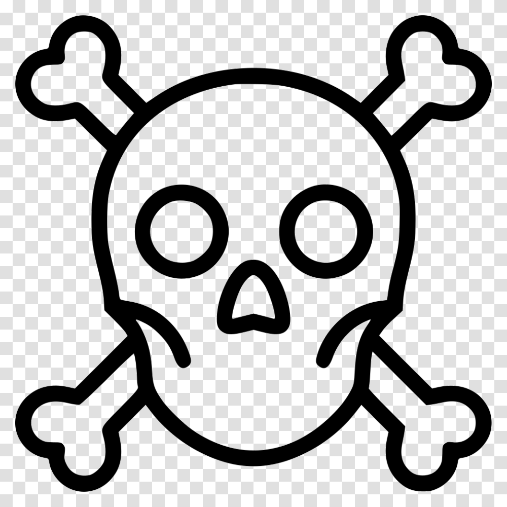 Skull Crossbones Anatomy Warning Poison Icon Free Download, Stencil, Label, Lawn Mower Transparent Png