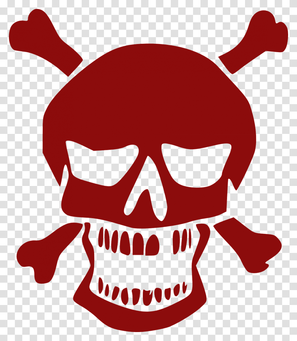 Skull Crossbones Red Pirate Jolly Roger Death Skull Bones Halloween, Teeth, Mouth, Lip, Head Transparent Png