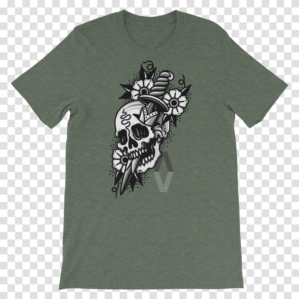 Skull Dagger Articulit Logo Mockup Front Flat Heather T Shirt, Apparel, T-Shirt, Plant Transparent Png