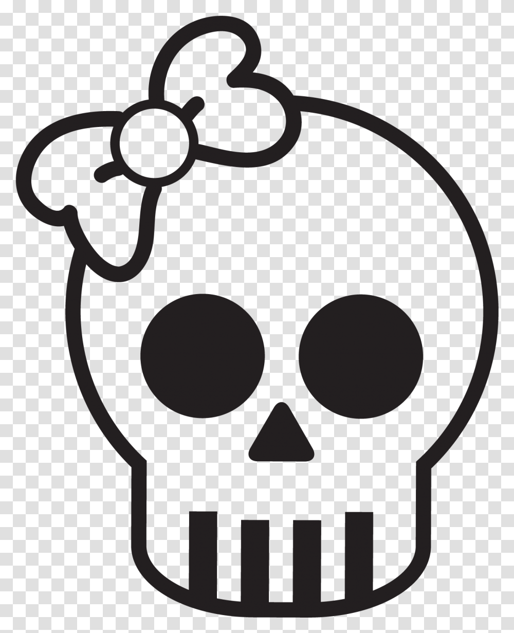 Skull Decal With Bow Cute Skeleton Head Clipart, Stencil, Weapon, Weaponry Transparent Png