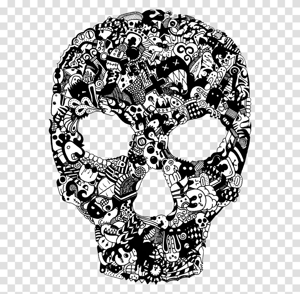 Skull, Doodle, Drawing, Poster Transparent Png
