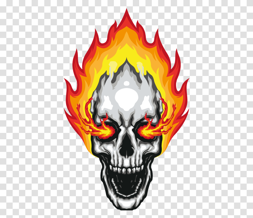 Skull Fire Car Decal Calavera Con Fuego, Flame, Bonfire, Symbol Transparent Png