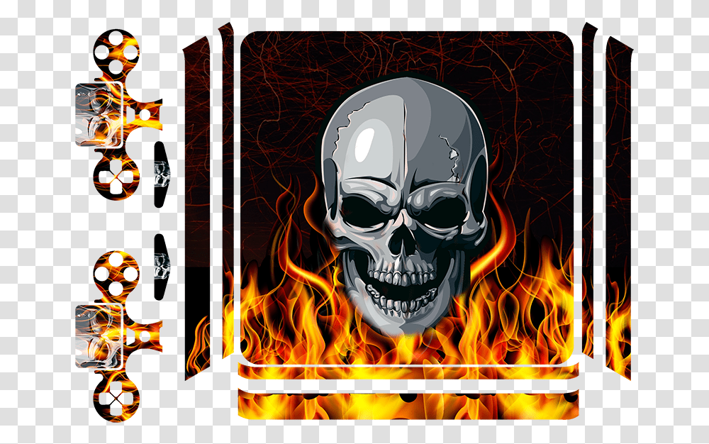 Skull, Fire, Flame, Bonfire, Advertisement Transparent Png
