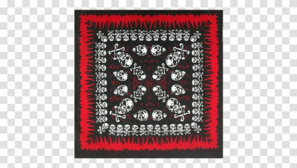 Skull Flame Pattern Bandana Fabric Kerchief, Apparel, Rug, Headband Transparent Png