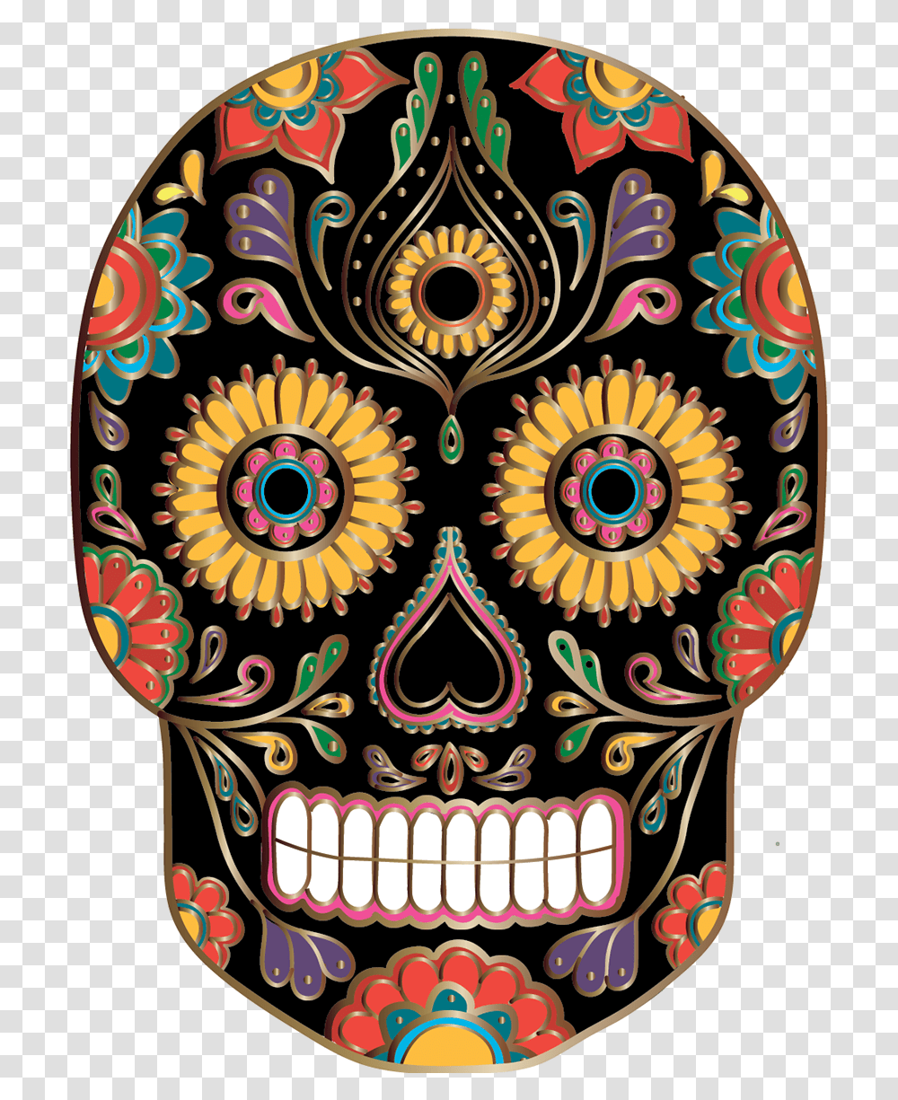 Skull, Floral Design, Pattern Transparent Png