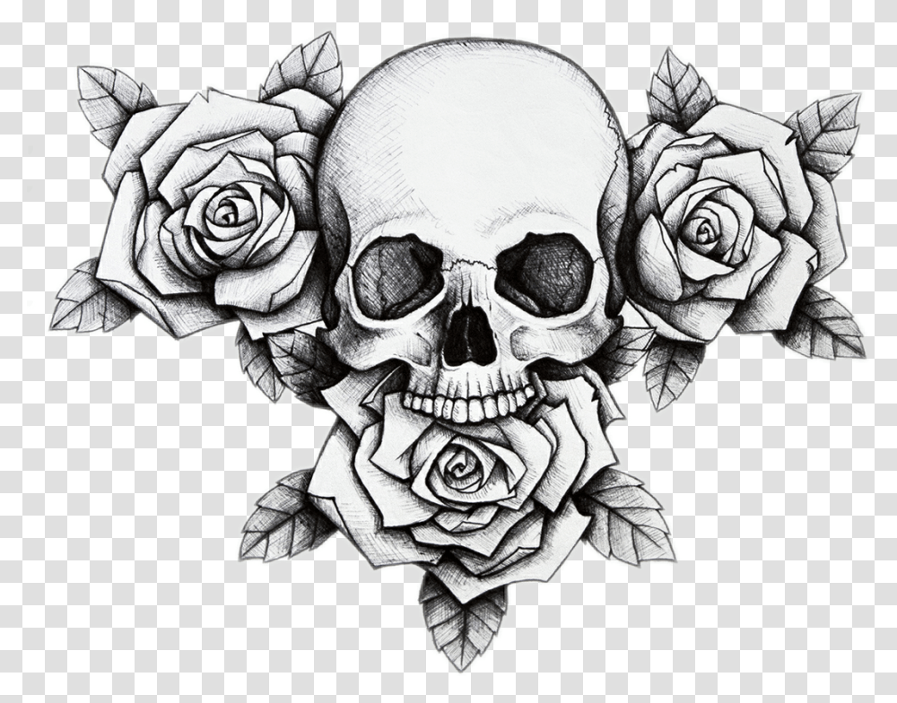 Skull Flower Rose Dead Skull And Rose Drawing, Person, Human, Sunglasses, Accessories Transparent Png