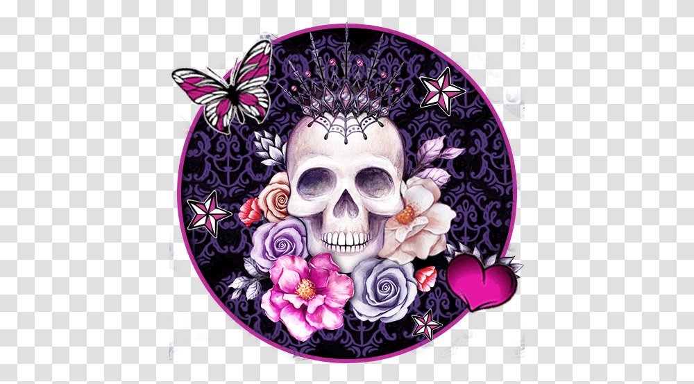 Skull Flower Themes Live Wallpapers - Apps Garden Roses, Person, Graphics, Art, Doodle Transparent Png