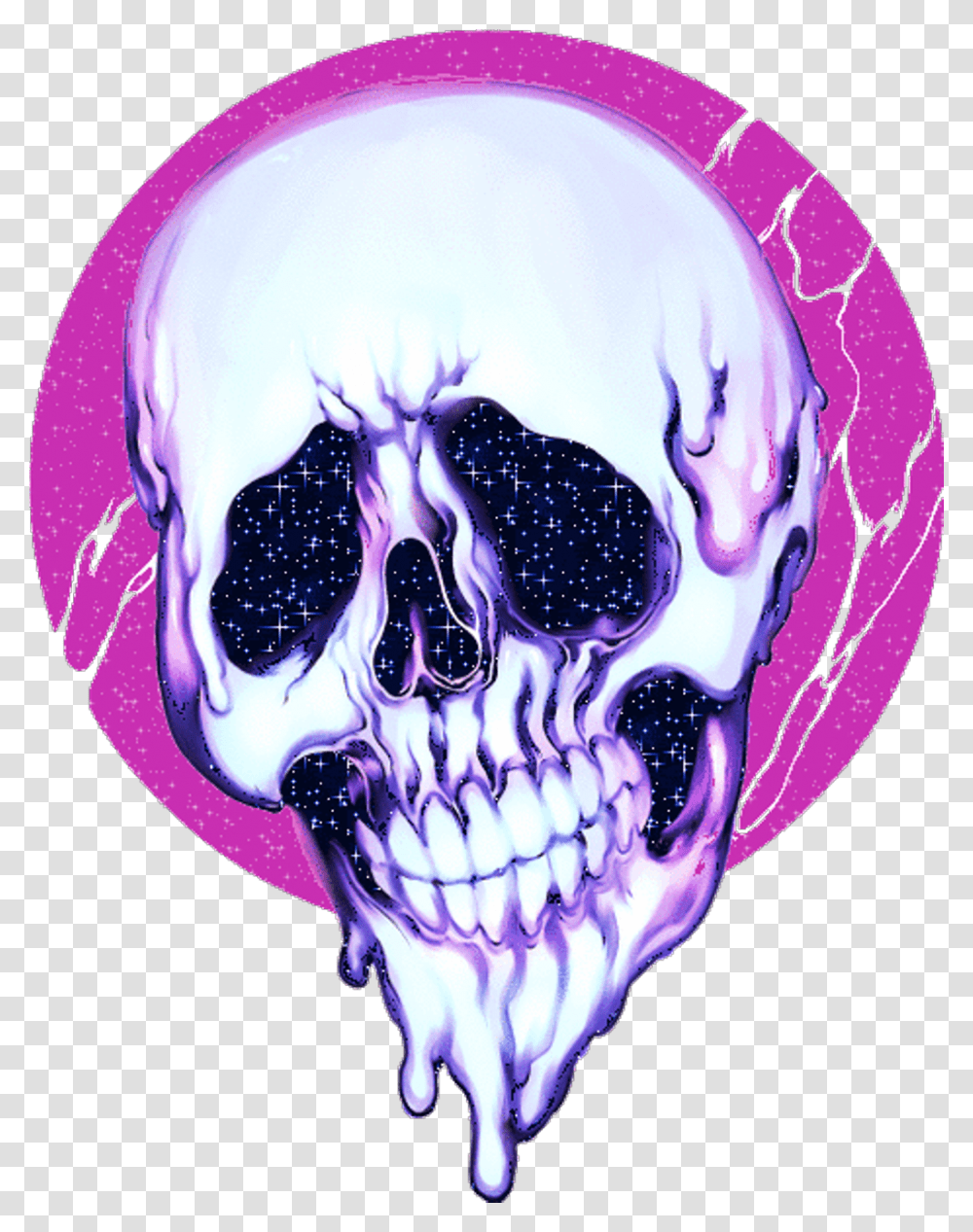 Skull Glitter Trippy Horror Aesthetic Pink Purple Aesthetic Skull, X-Ray Transparent Png