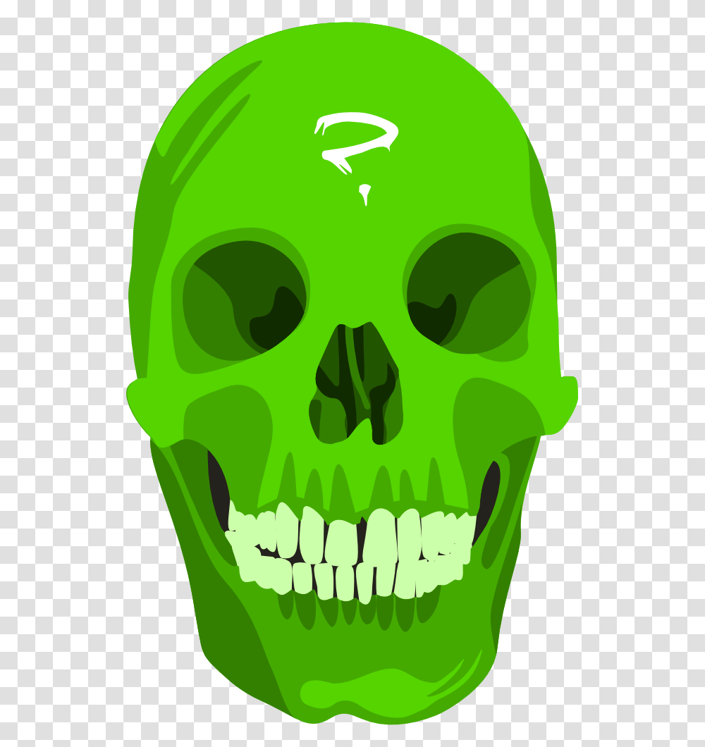 Skull Green Halloween Death Symbol Horror Green Skull, Recycling Symbol Transparent Png