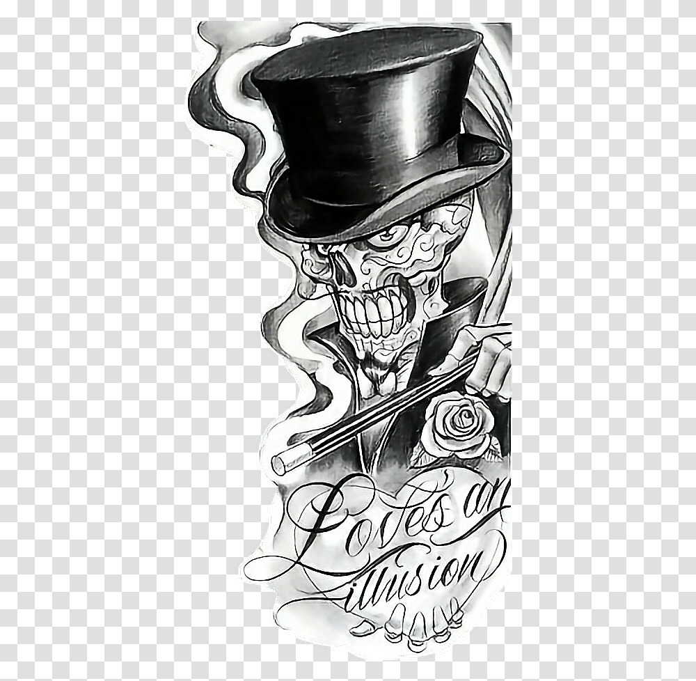 Skull Hat Love Gangster Smoke Mexicafreetoedit Chicano Day Of The Dead Tattoo, Person, Manga, Comics, Book Transparent Png
