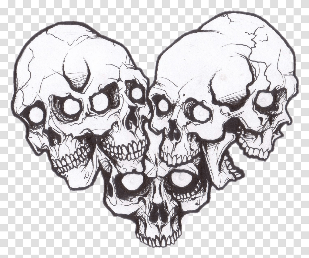 Skull Heart Heart Made Of Skulls Highresolution Skull Made Of Skulls, Drawing, Jaw Transparent Png