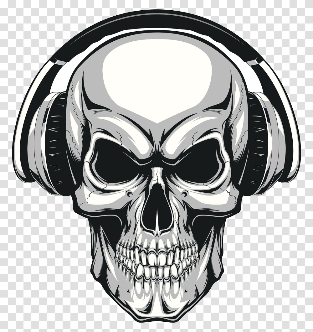 Skull Human Skeleton Illustration Skull With Headphones, Helmet, Apparel, Alien Transparent Png