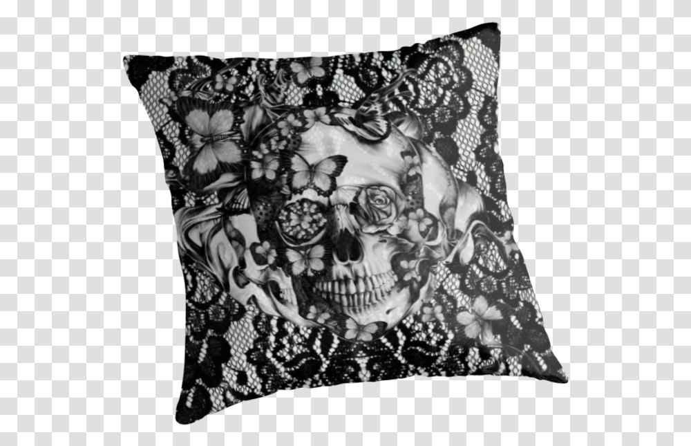Skull Lace Pattern Textile, Pillow, Cushion, Tattoo, Skin Transparent Png