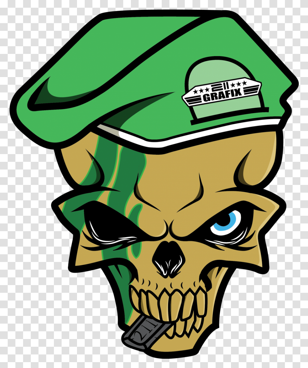 Skull Logo Image Drawing Picture Of Army, Clothing, Green, Baseball Cap, Hat Transparent Png