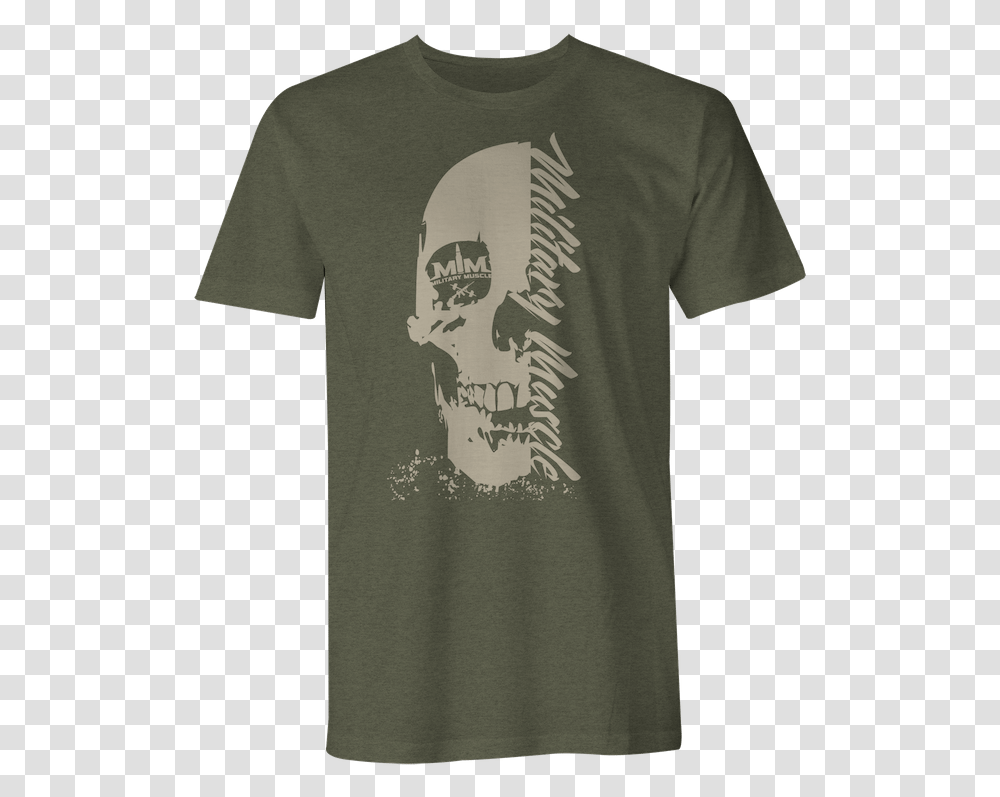 Skull Mm Logo Od Green Crew Daily Mash T Shirts, Apparel, T-Shirt Transparent Png