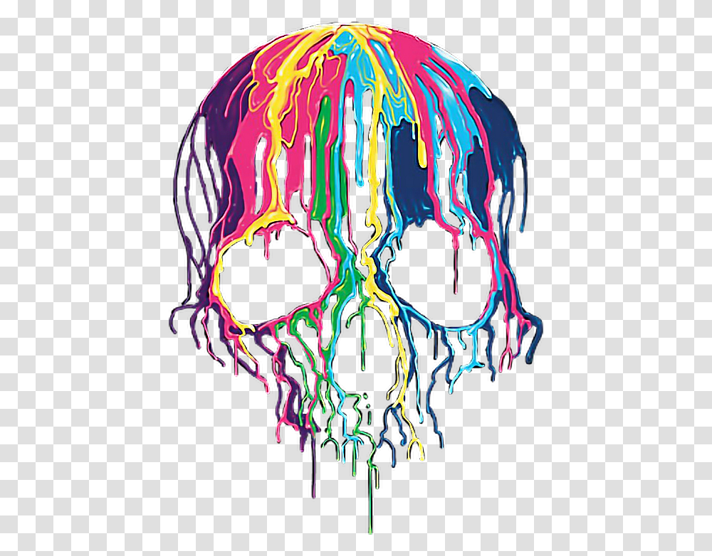 Skull Paint Rainbow Rainbowskull Skullrainbow T Shirt, Sea Life, Animal, Jellyfish, Invertebrate Transparent Png