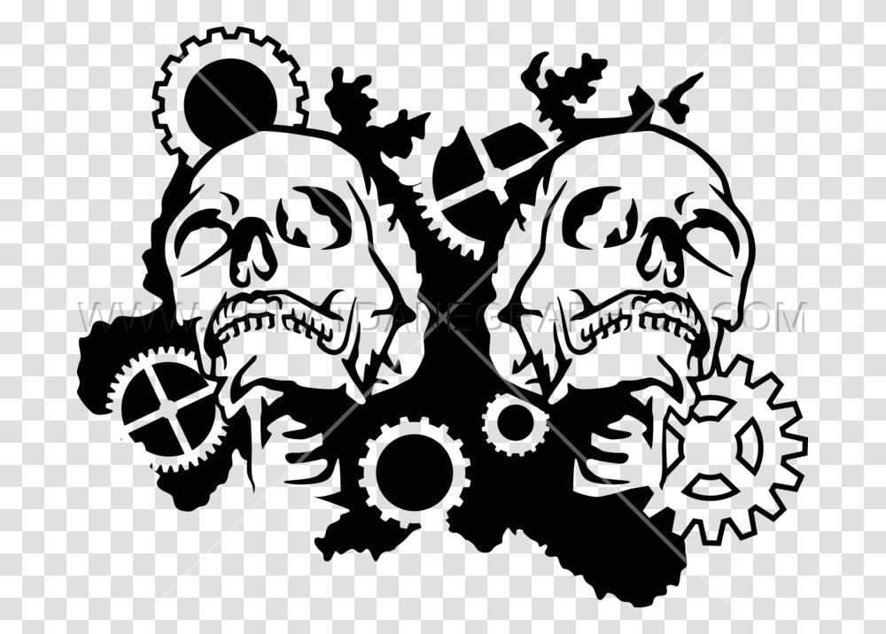Skull Production Ready Artwork Skull Gears, Drawing, Green Transparent Png