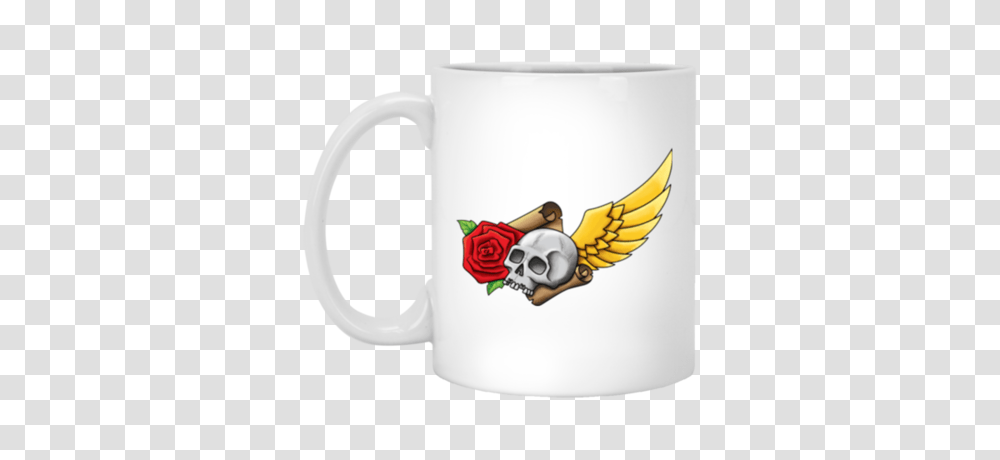 Skull Rose Wing Parchment Oz White Mug Rebel Style Shop, Coffee Cup, Soil Transparent Png