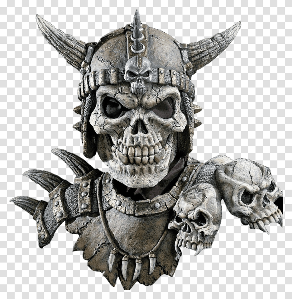 Skull Skeleton Bone Head Ghost Demon Devil King Kronos Mask And Shoulders, Statue, Sculpture, Ornament Transparent Png