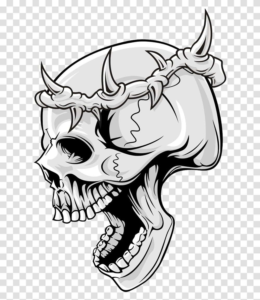 Skull Skull With Thorn Crown, Drawing, Statue, Sculpture Transparent Png