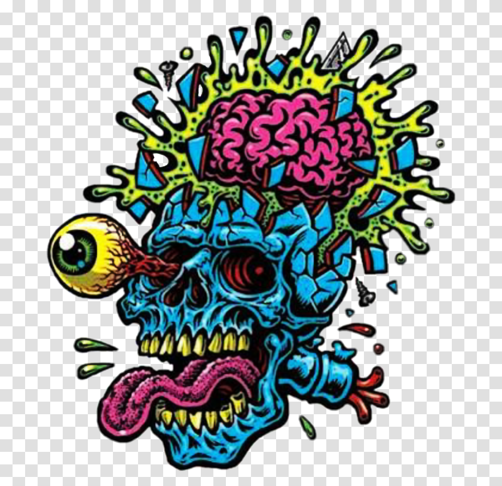 Skull Skulls Calavera Zombie Art Crazy Toxic Cool Stick Santa Cruz Skulls, Doodle, Drawing, Graffiti, Modern Art Transparent Png