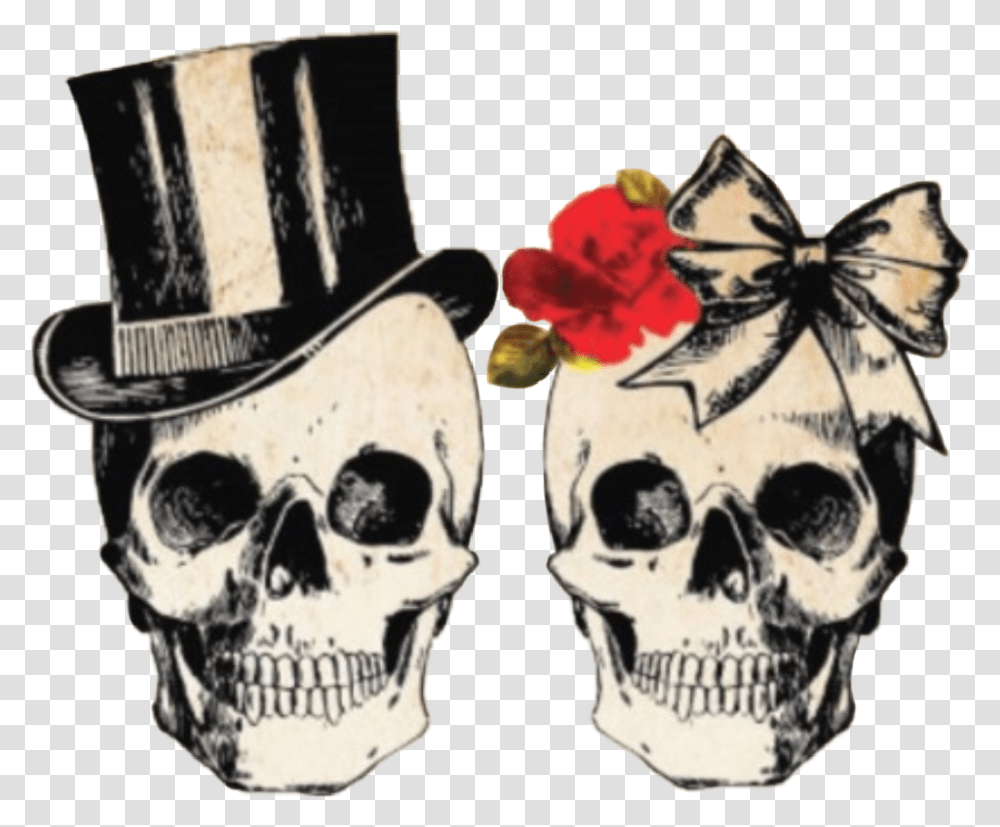 Skull Skulls Couple Man Woman Husband Wife Bow Halloween Retirement Party, Apparel, Hat, Pirate Transparent Png