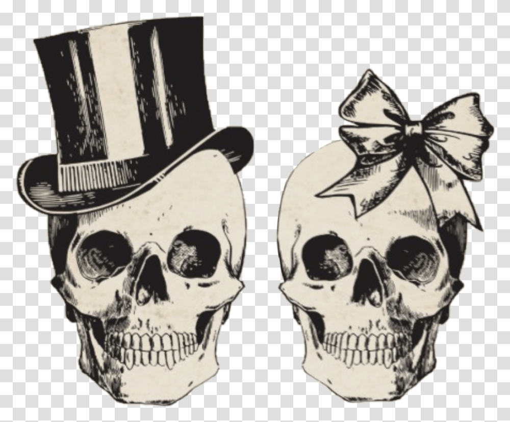 Skull Skulls Husband Wife Man Woman Tophat Bow Stock The Bar Halloween Invitation, Apparel, Cowboy Hat, Pirate Transparent Png