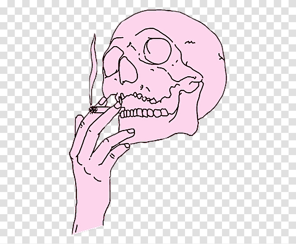 Skull Smoke Tumblr Pink Skullsmoke Aesthetic Pink Skeleton Smoking, Head, Face, Jaw, Skin Transparent Png
