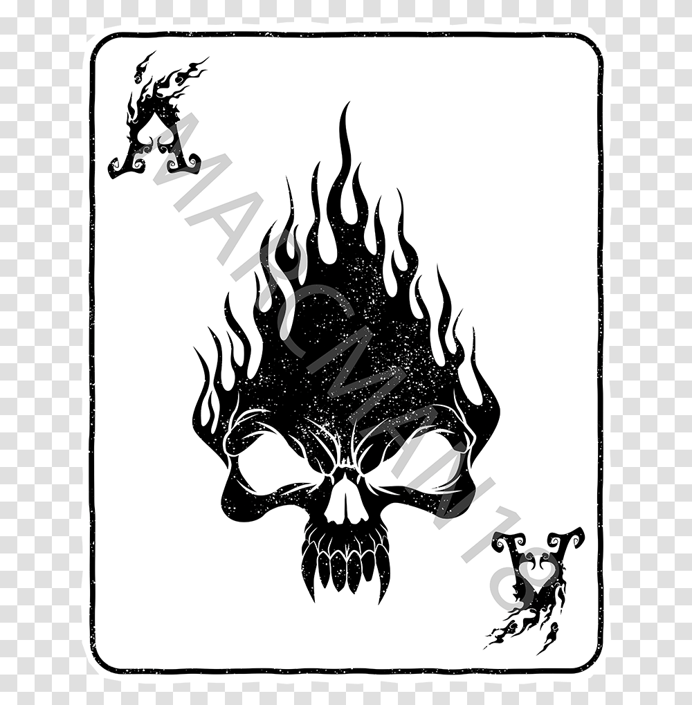 Skull, Stencil, Flame, Fire Transparent Png