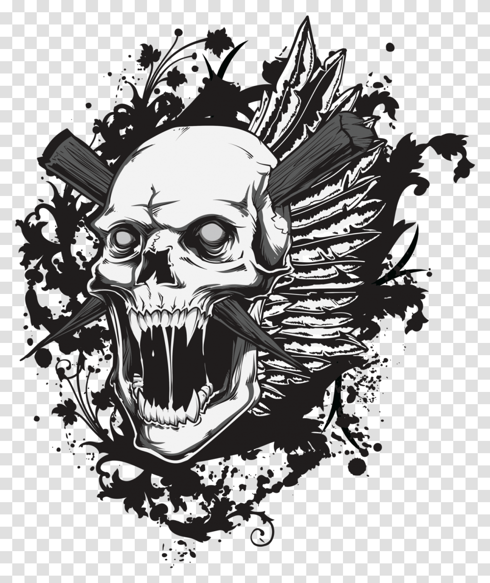 Skull T Shirt Designs, Stencil, Poster Transparent Png