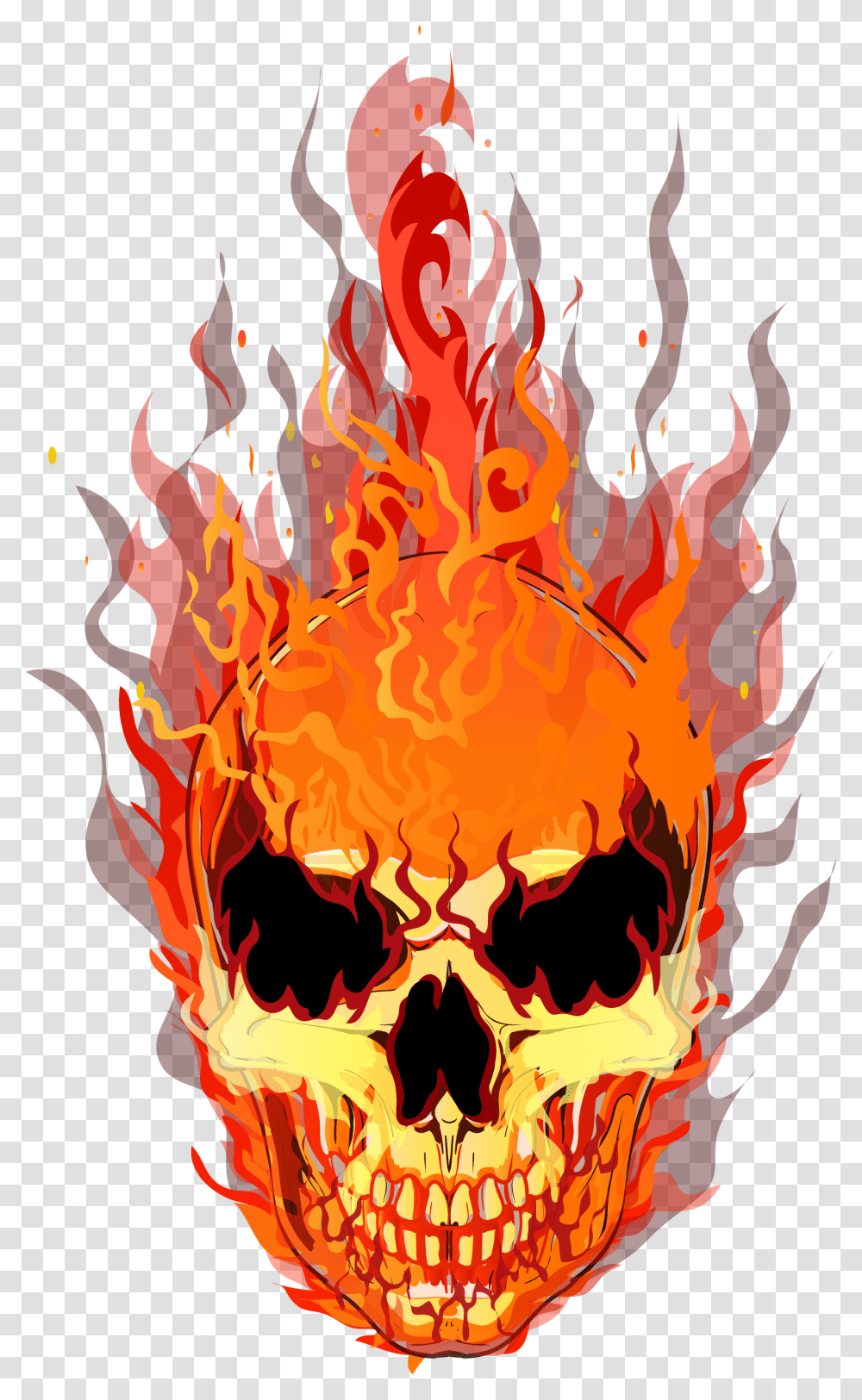 Skull T Shirt Fire Flame Fire Skeleton Logo, Bonfire Transparent Png